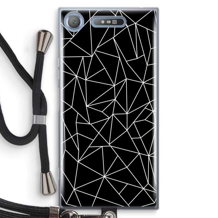 Geometrische lijnen wit: Sony Xperia XZ1 Transparant Hoesje met koord