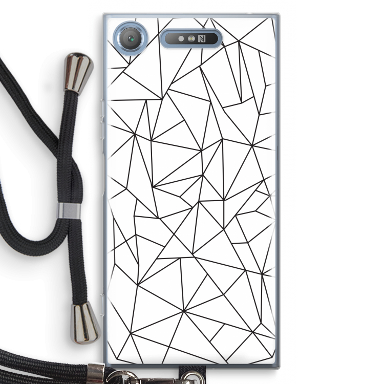 Geometrische lijnen zwart: Sony Xperia XZ1 Transparant Hoesje met koord