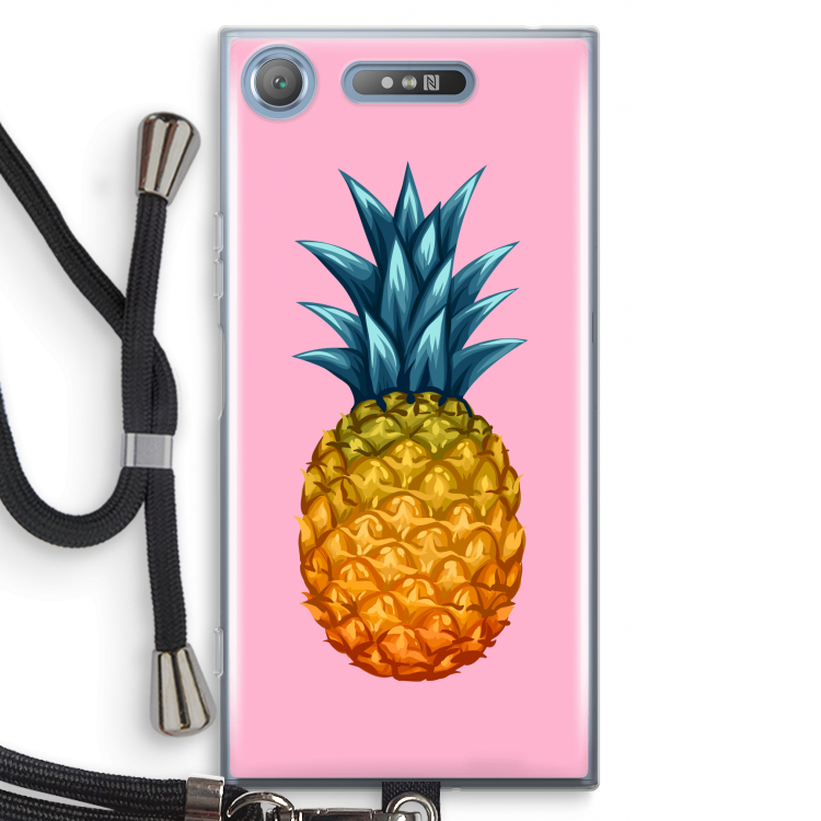 Grote ananas: Sony Xperia XZ1 Transparant Hoesje met koord