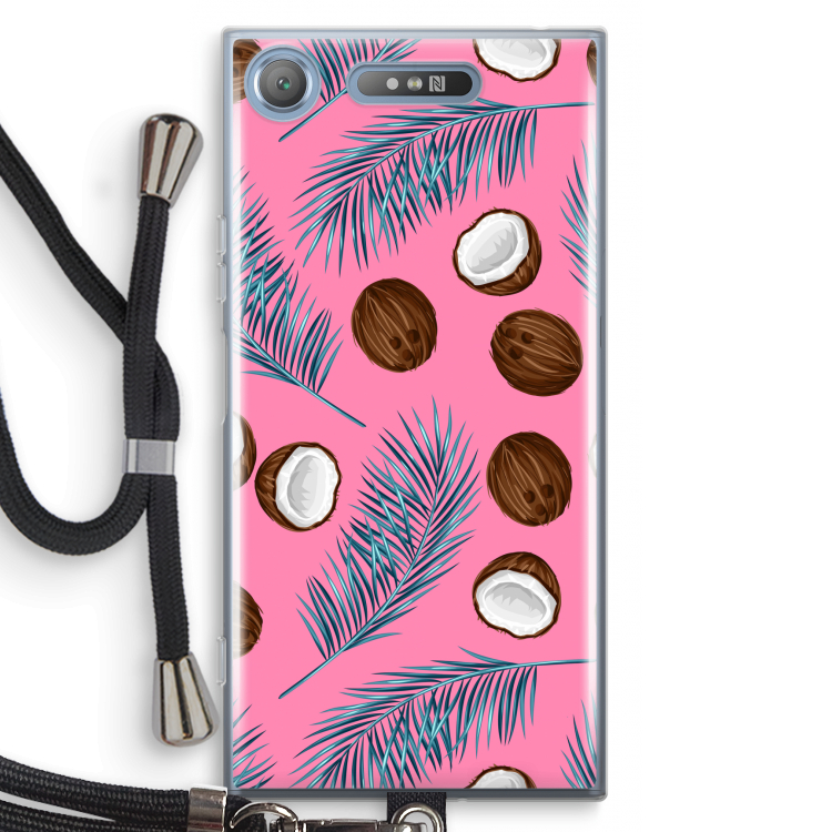 Kokosnoot roze: Sony Xperia XZ1 Transparant Hoesje met koord
