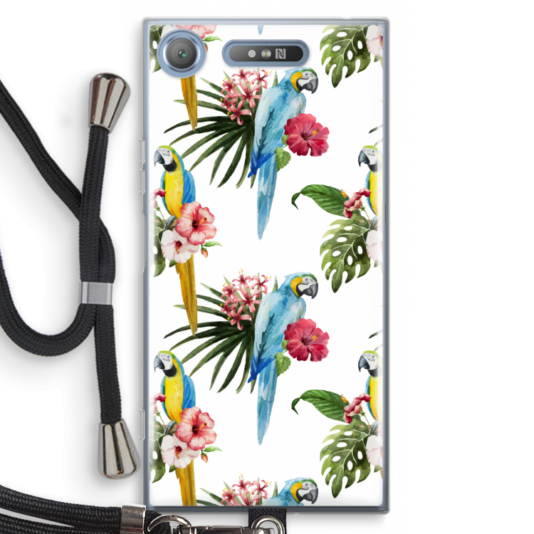Kleurrijke papegaaien: Sony Xperia XZ1 Transparant Hoesje met koord