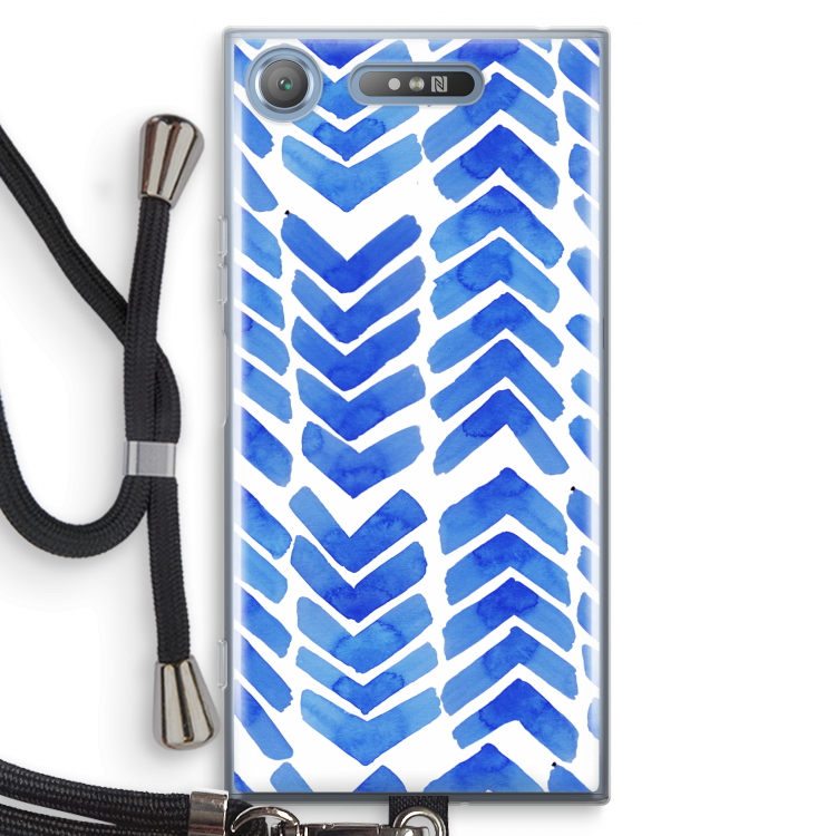 Blauwe pijlen: Sony Xperia XZ1 Transparant Hoesje met koord