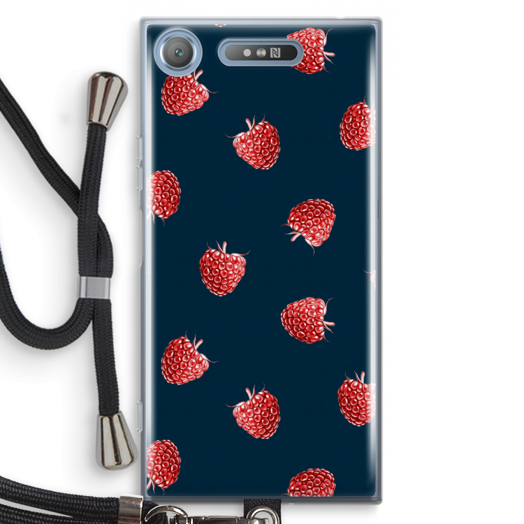 Framboosjes: Sony Xperia XZ1 Transparant Hoesje met koord