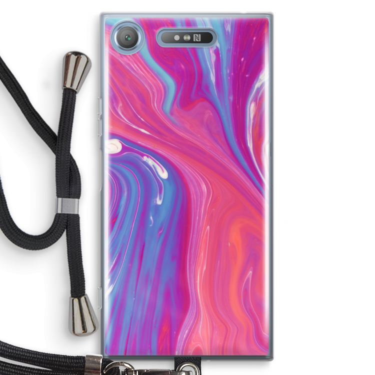 Paarse stroom: Sony Xperia XZ1 Transparant Hoesje met koord