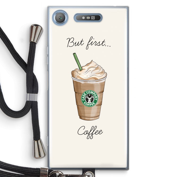But first coffee: Sony Xperia XZ1 Transparant Hoesje met koord