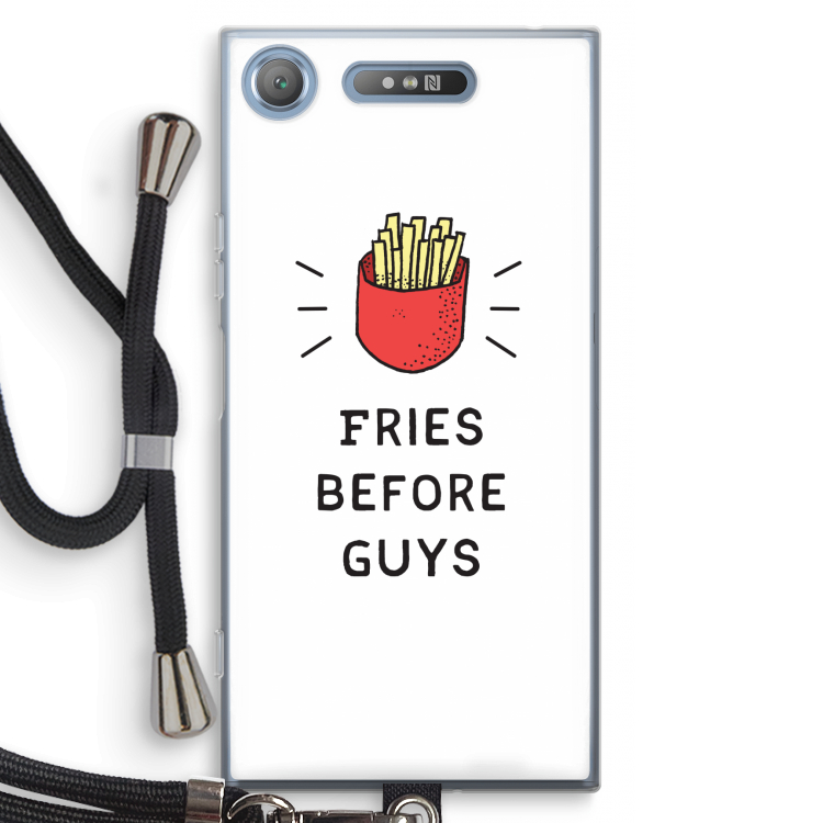 Fries before guys: Sony Xperia XZ1 Transparant Hoesje met koord