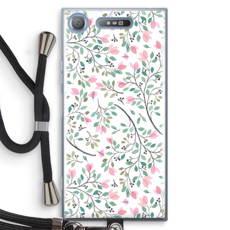 Sierlijke bloemen: Sony Xperia XZ1 Transparant Hoesje met koord