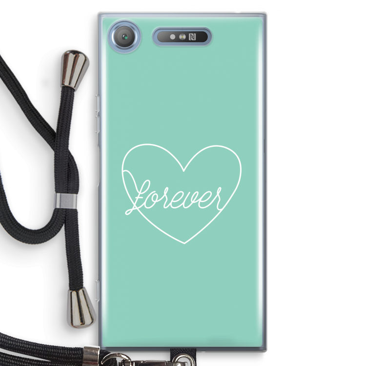 Forever heart pastel: Sony Xperia XZ1 Transparant Hoesje met koord