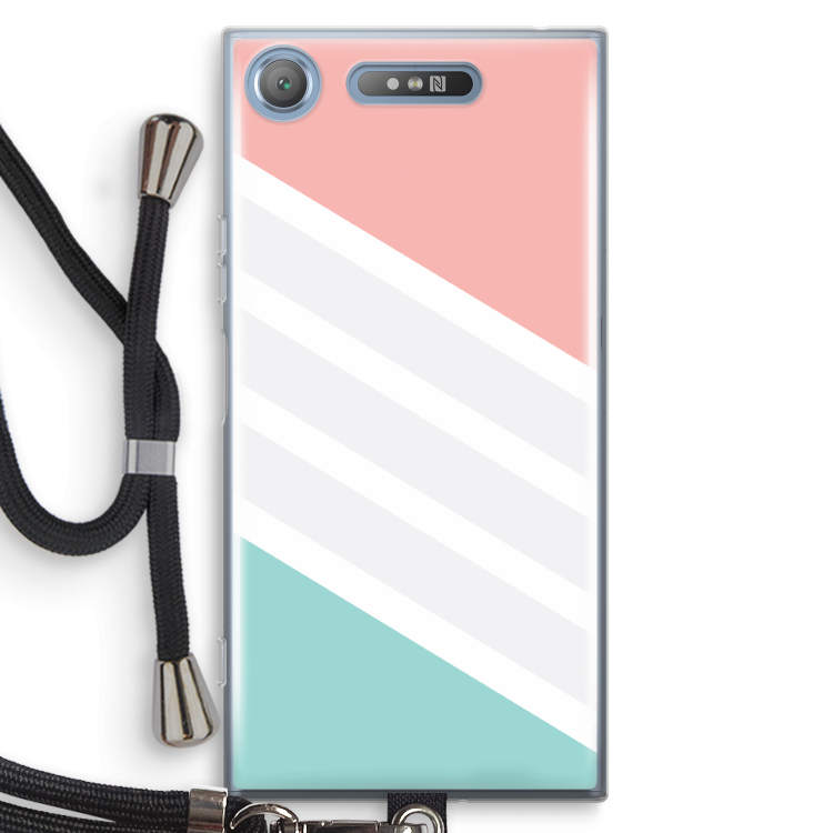 Strepen pastel: Sony Xperia XZ1 Transparant Hoesje met koord