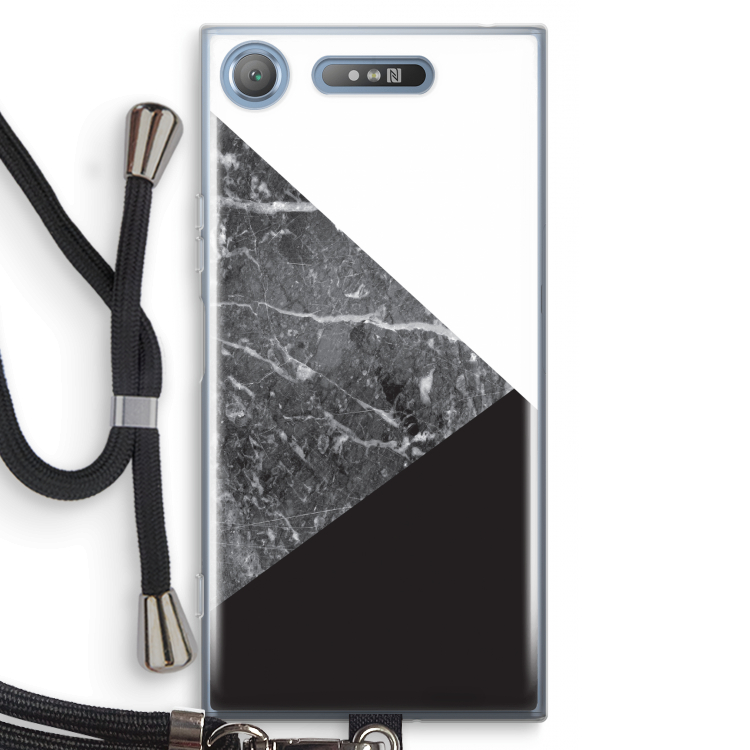 Combinatie marmer: Sony Xperia XZ1 Transparant Hoesje met koord
