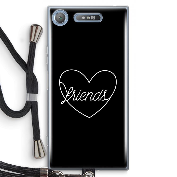 Friends heart black: Sony Xperia XZ1 Transparant Hoesje met koord