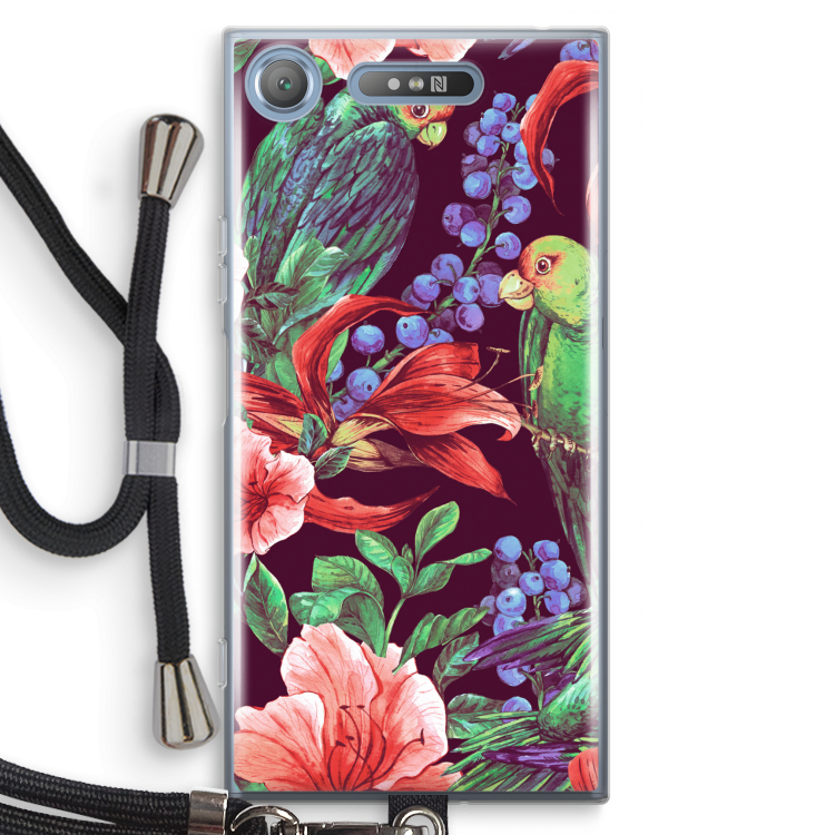 Papegaaien: Sony Xperia XZ1 Transparant Hoesje met koord