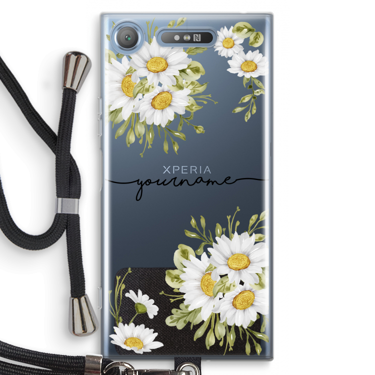 Daisies: Sony Xperia XZ1 Transparant Hoesje met koord