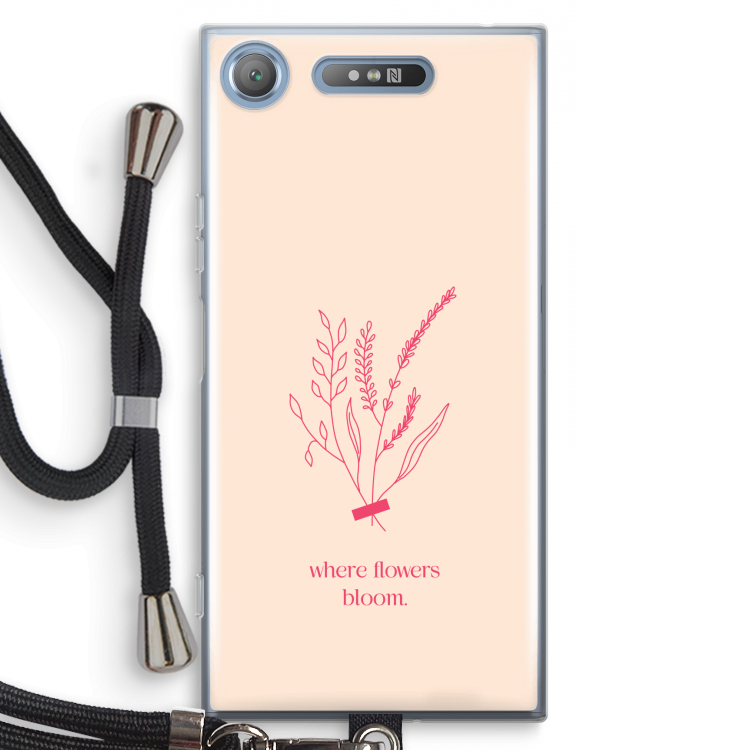 Where flowers bloom: Sony Xperia XZ1 Transparant Hoesje met koord