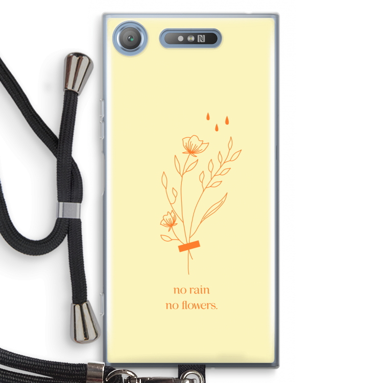 No rain no flowers: Sony Xperia XZ1 Transparant Hoesje met koord