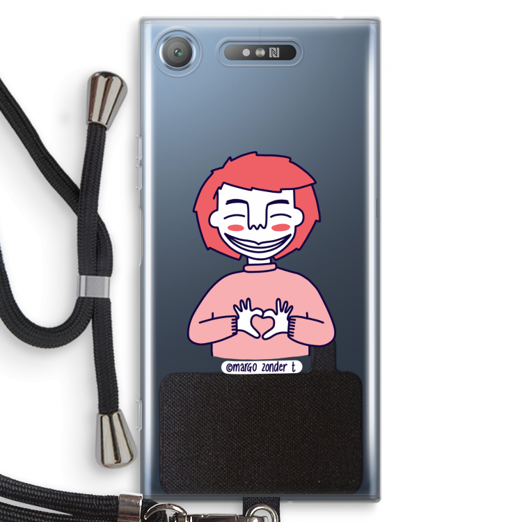 Hartje: Sony Xperia XZ1 Transparant Hoesje met koord