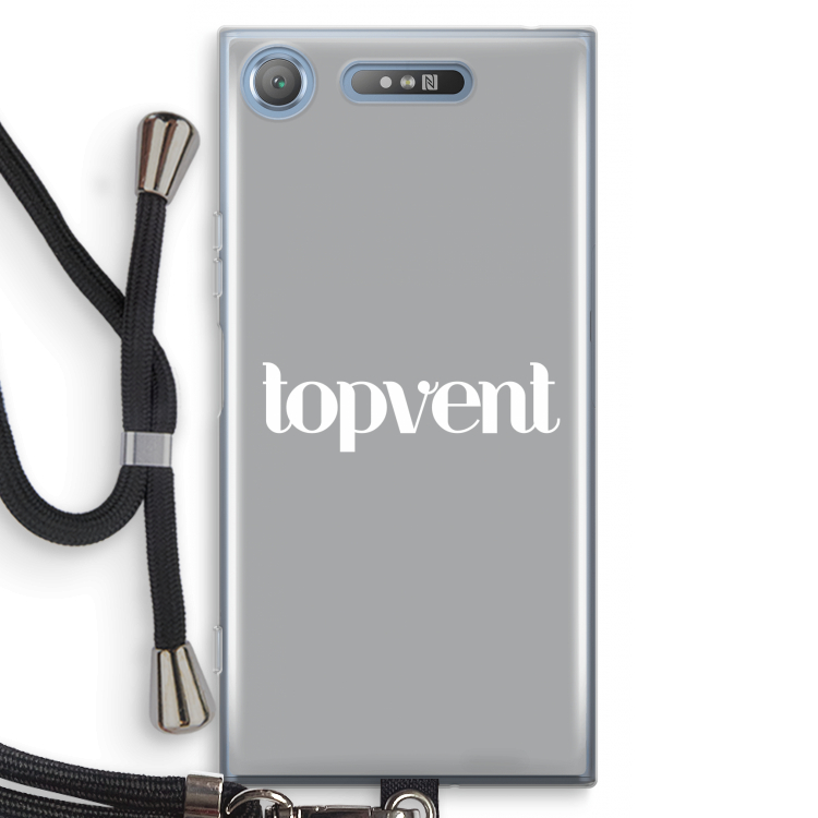 Topvent Grijs Wit: Sony Xperia XZ1 Transparant Hoesje met koord