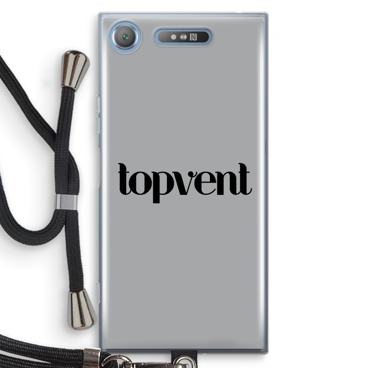Topvent Grijs Zwart: Sony Xperia XZ1 Transparant Hoesje met koord