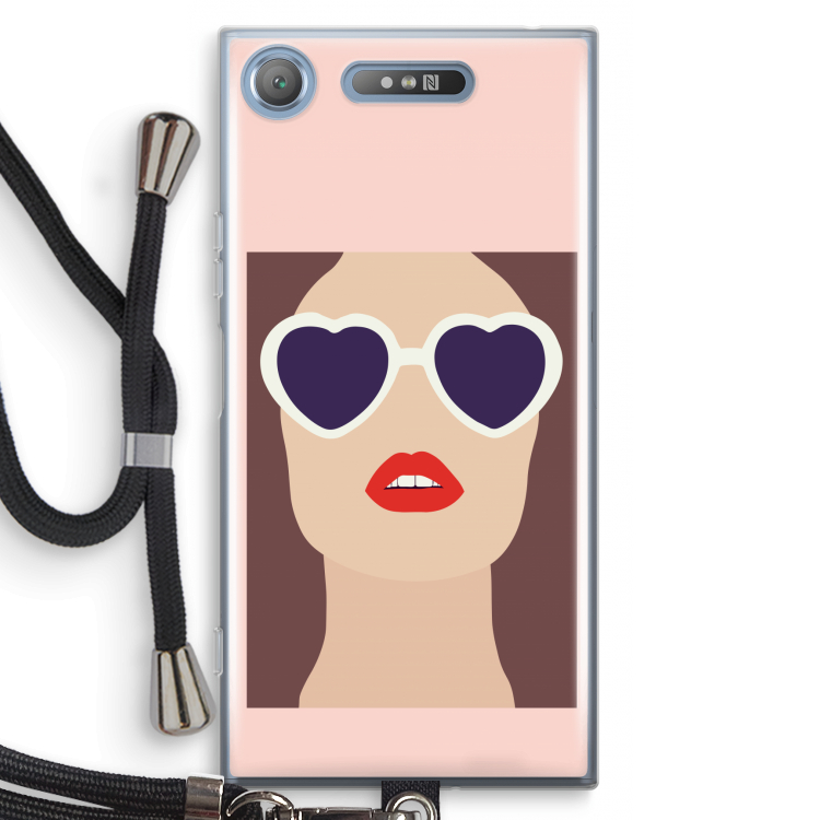 Red lips: Sony Xperia XZ1 Transparant Hoesje met koord