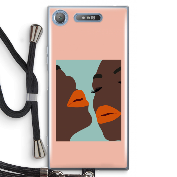 Orange lips: Sony Xperia XZ1 Transparant Hoesje met koord
