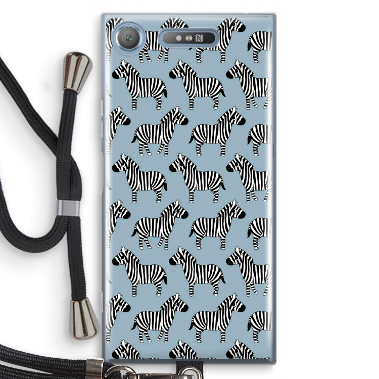 Zebra: Sony Xperia XZ1 Transparant Hoesje met koord