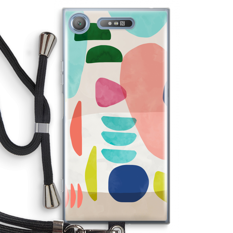 Bold Rounded Shapes: Sony Xperia XZ1 Transparant Hoesje met koord
