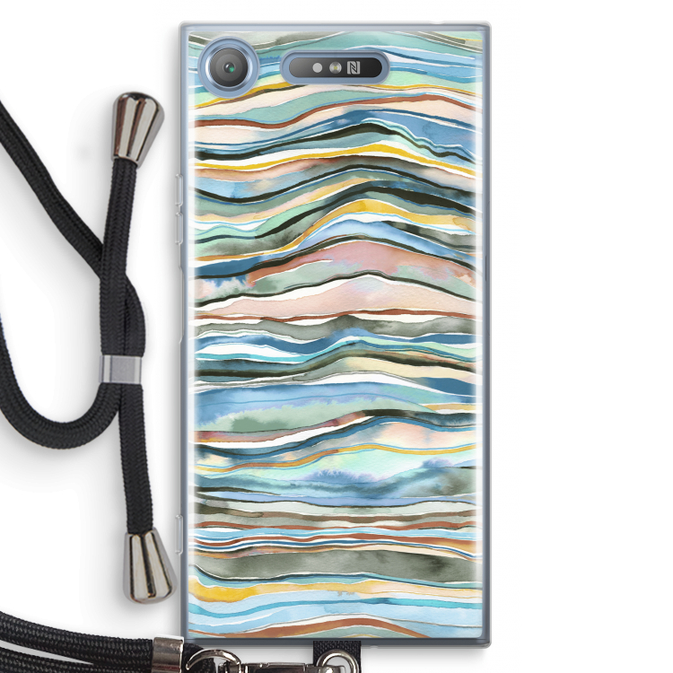 Watercolor Agate: Sony Xperia XZ1 Transparant Hoesje met koord