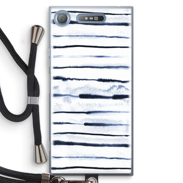 Ink Stripes: Sony Xperia XZ1 Transparant Hoesje met koord
