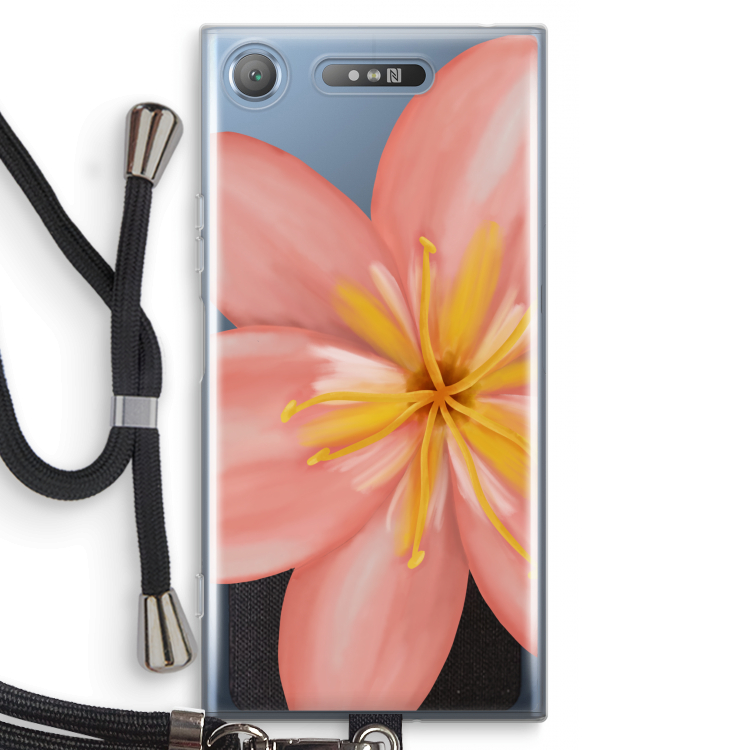 Pink Ellila Flower: Sony Xperia XZ1 Transparant Hoesje met koord