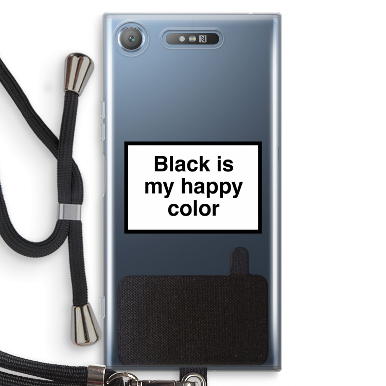 Black is my happy color: Sony Xperia XZ1 Transparant Hoesje met koord