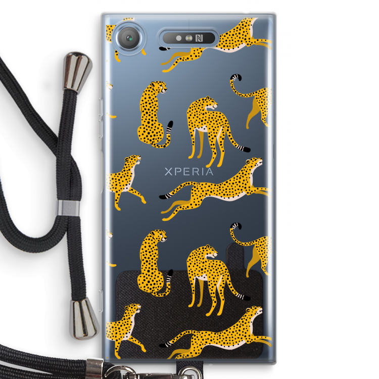 Luipaard: Sony Xperia XZ1 Transparant Hoesje met koord