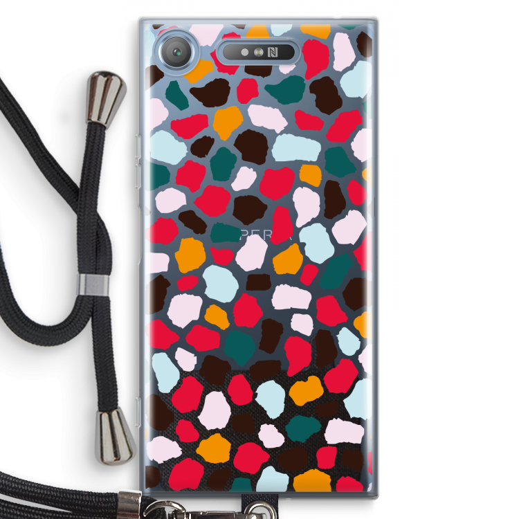 Colored Giraffe: Sony Xperia XZ1 Transparant Hoesje met koord
