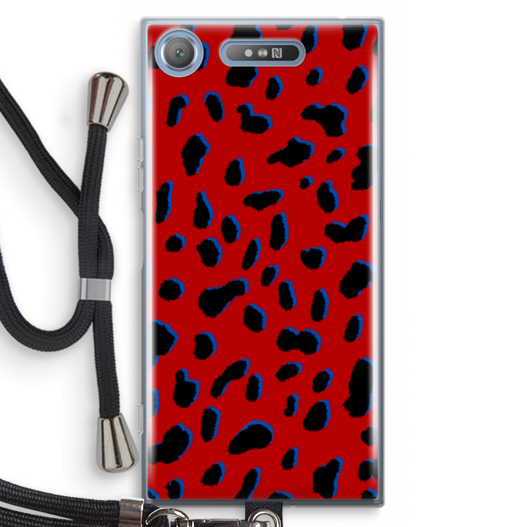 Red Leopard: Sony Xperia XZ1 Transparant Hoesje met koord