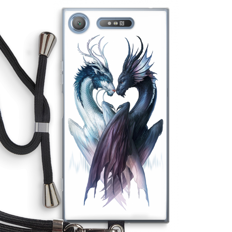 Yin Yang Dragons: Sony Xperia XZ1 Transparant Hoesje met koord