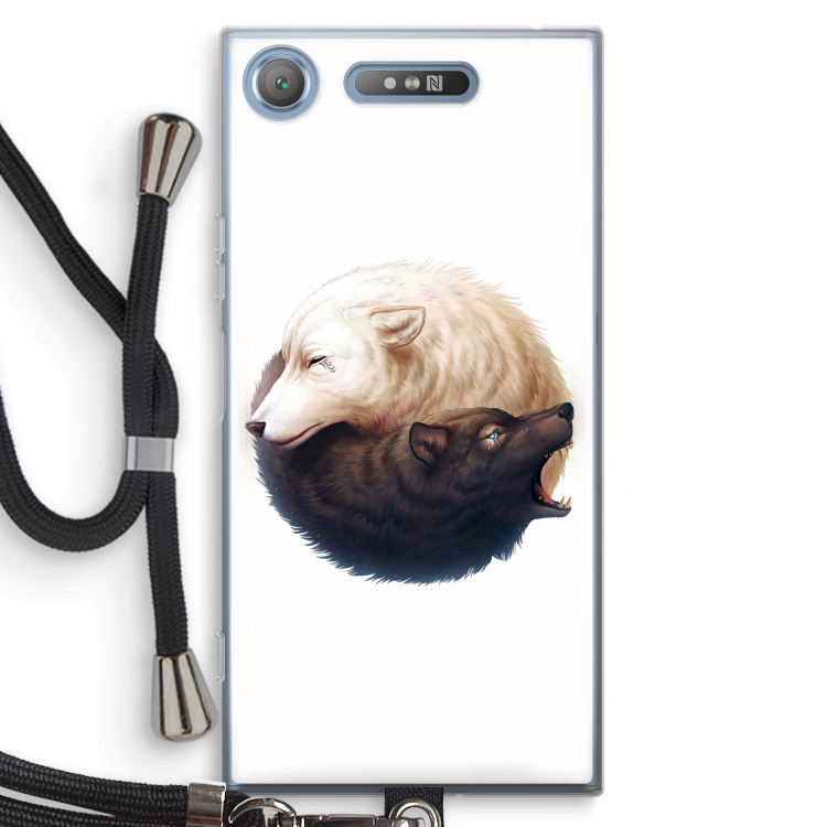 Yin Yang Wolves: Sony Xperia XZ1 Transparant Hoesje met koord