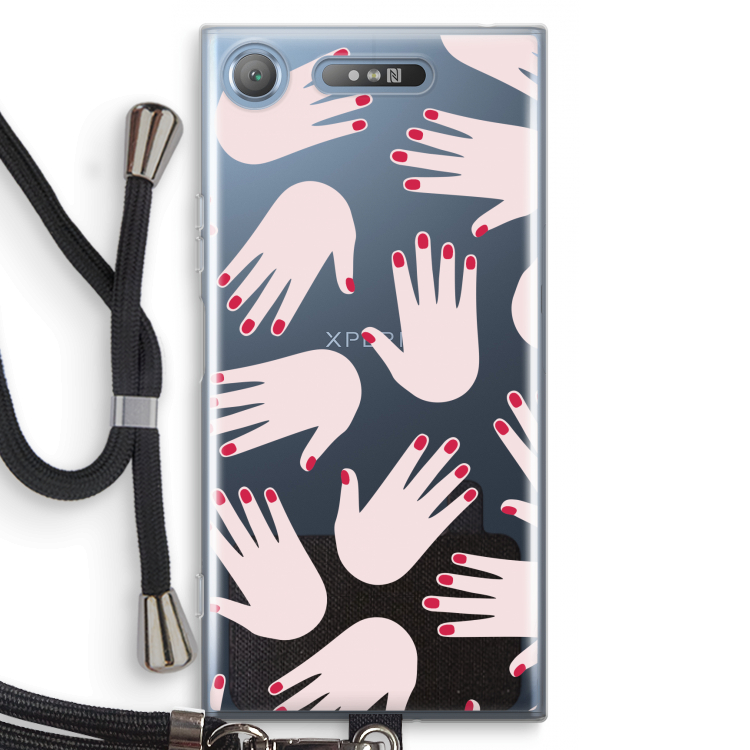 Hands pink: Sony Xperia XZ1 Transparant Hoesje met koord