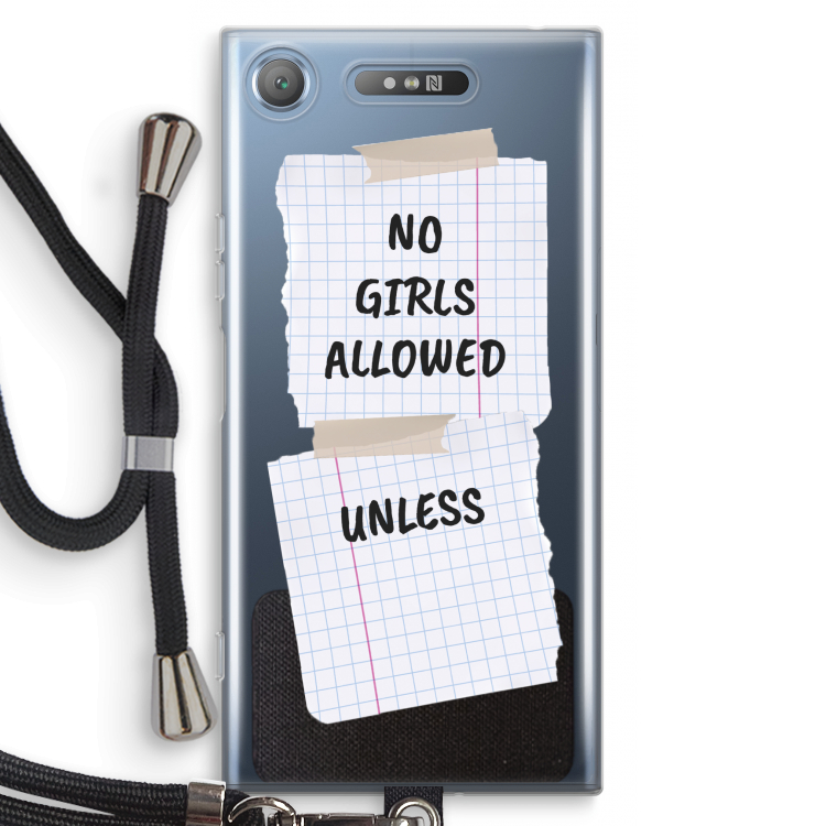 No Girls Allowed Unless: Sony Xperia XZ1 Transparant Hoesje met koord