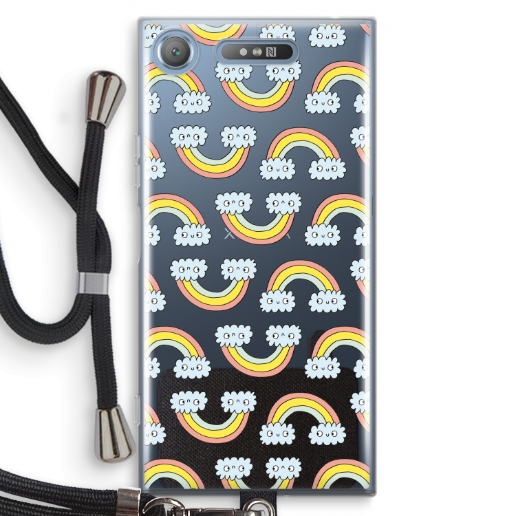 Regenboog: Sony Xperia XZ1 Transparant Hoesje met koord