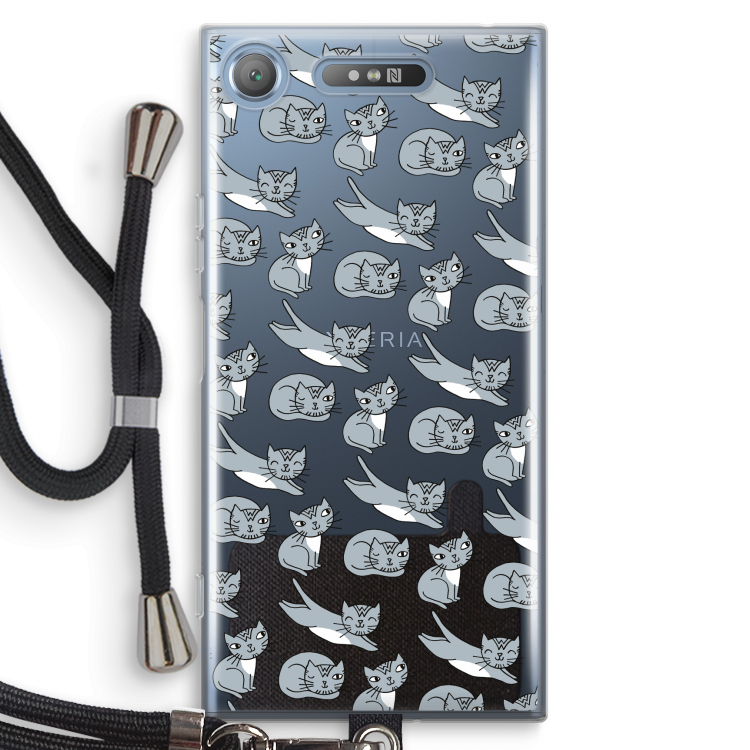 Poezen: Sony Xperia XZ1 Transparant Hoesje met koord