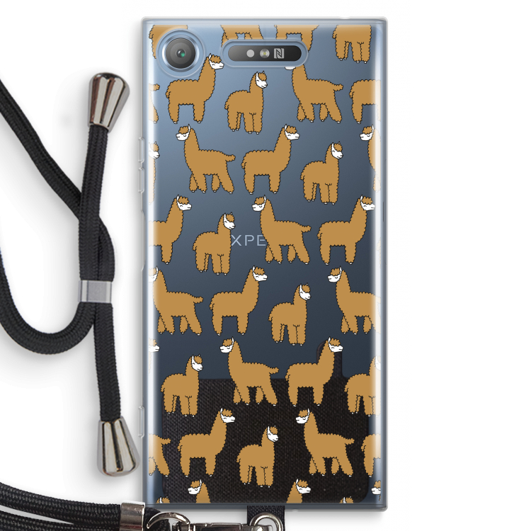 Alpacas: Sony Xperia XZ1 Transparant Hoesje met koord