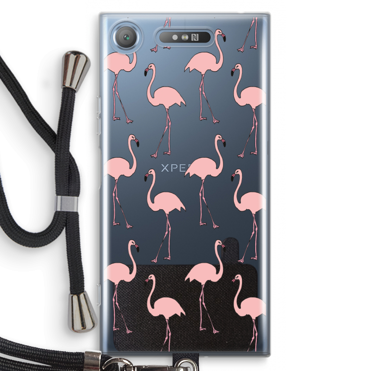Anything Flamingoes: Sony Xperia XZ1 Transparant Hoesje met koord