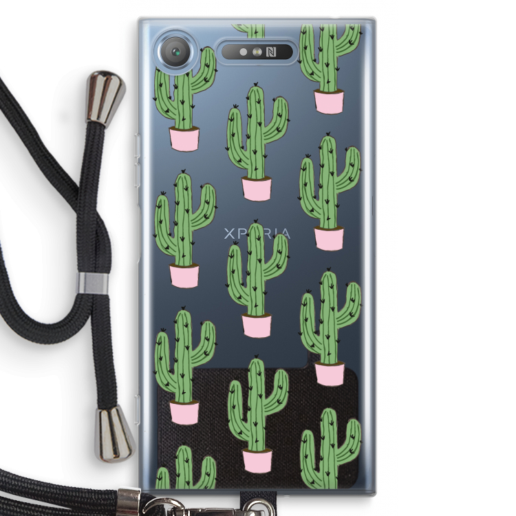 Cactus Lover: Sony Xperia XZ1 Transparant Hoesje met koord