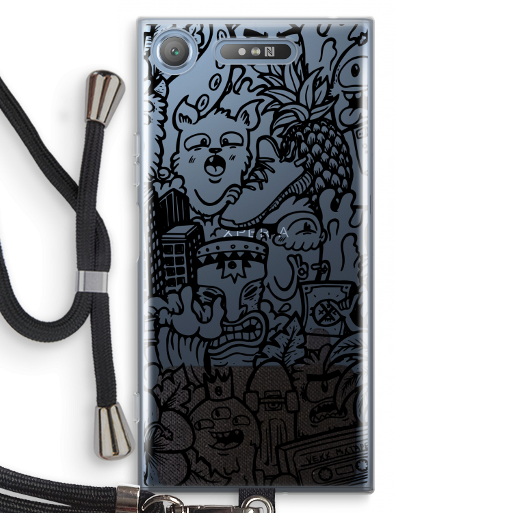 Vexx Black Mixtape: Sony Xperia XZ1 Transparant Hoesje met koord