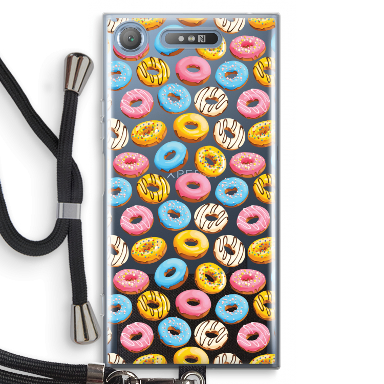 Pink donuts: Sony Xperia XZ1 Transparant Hoesje met koord