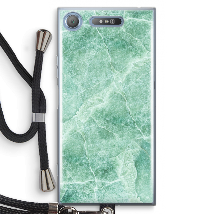 Groen marmer: Sony Xperia XZ1 Transparant Hoesje met koord