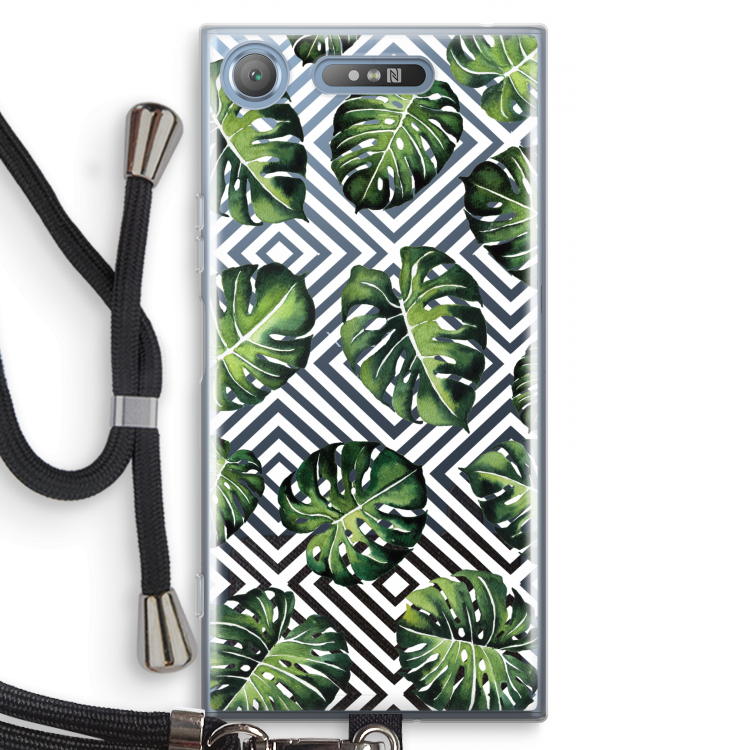 Geometrische jungle: Sony Xperia XZ1 Transparant Hoesje met koord
