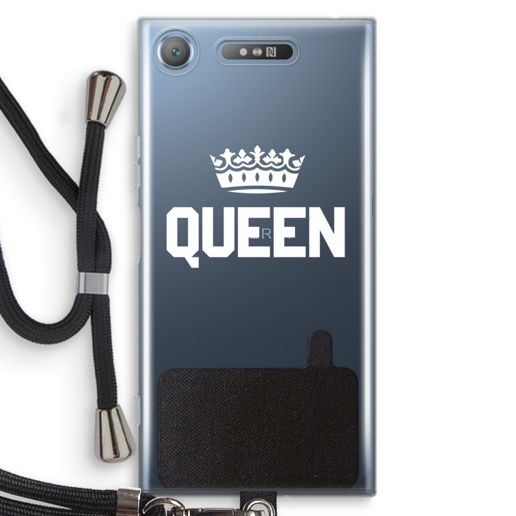 Queen zwart: Sony Xperia XZ1 Transparant Hoesje met koord