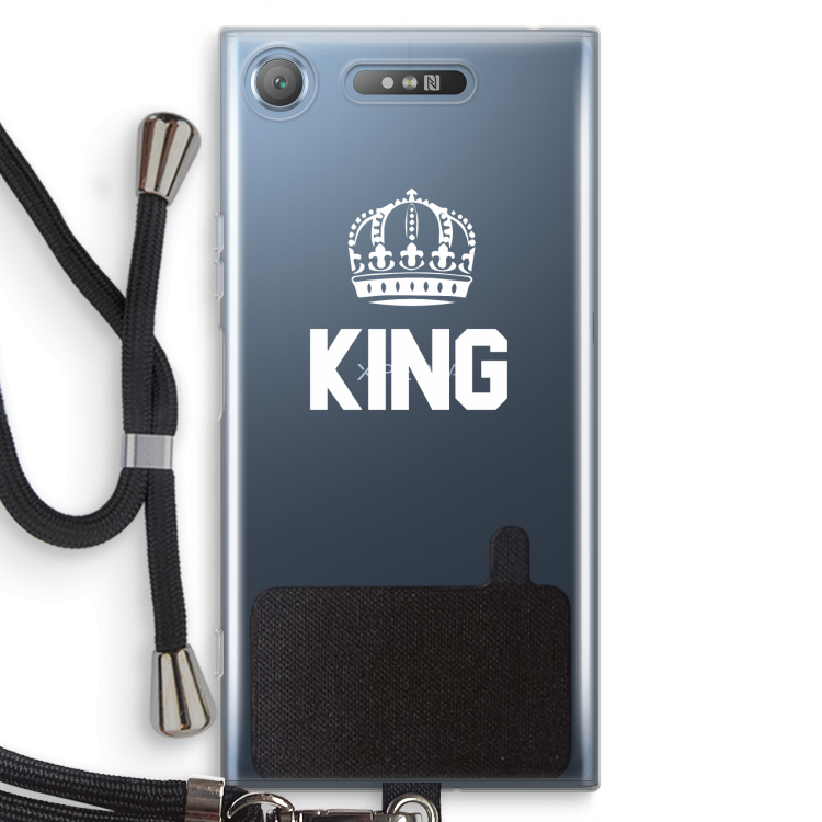 King zwart: Sony Xperia XZ1 Transparant Hoesje met koord