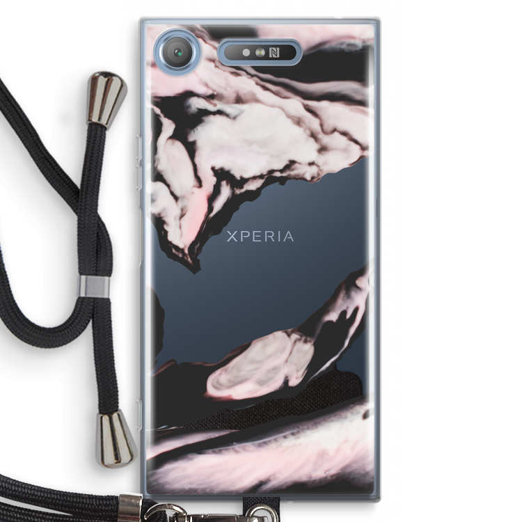 Roze stroom: Sony Xperia XZ1 Transparant Hoesje met koord
