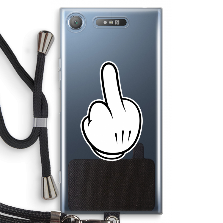 Middle finger black: Sony Xperia XZ1 Transparant Hoesje met koord